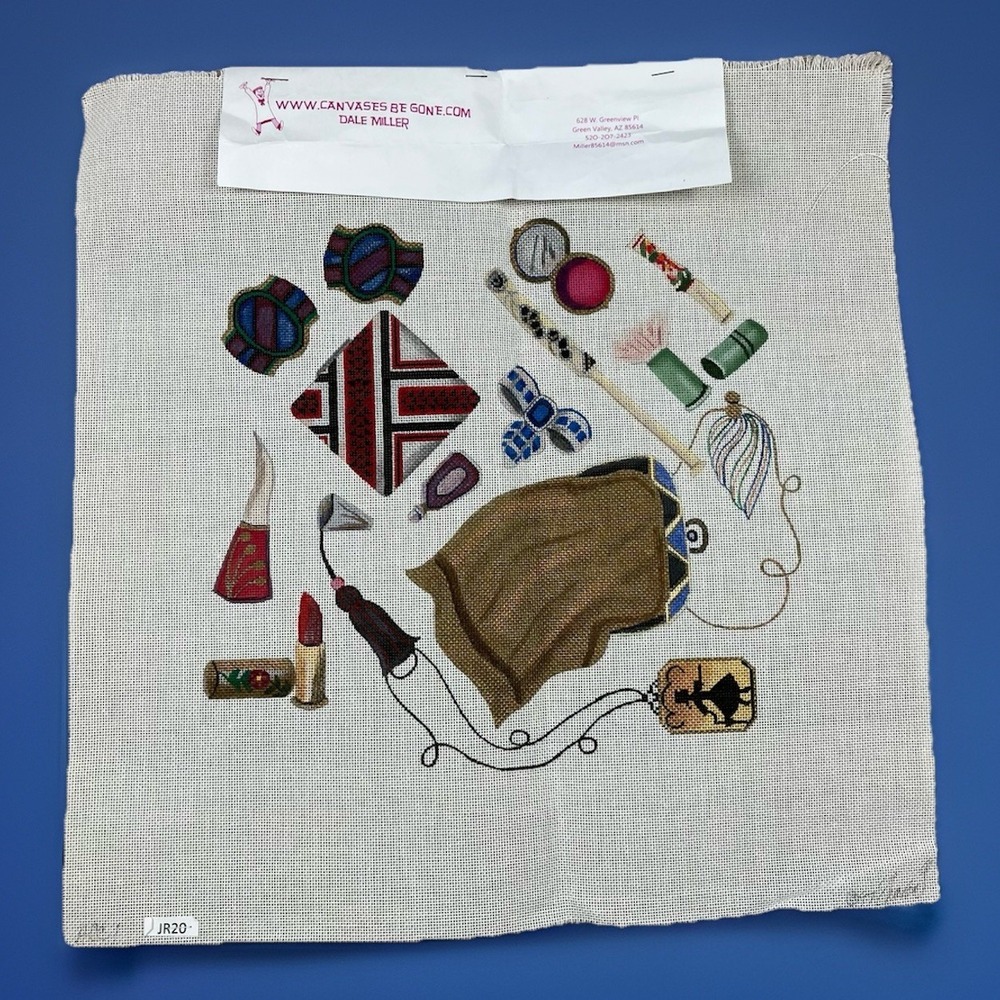 Dale Miller Handpainted HP Needlepoint Canvas - Content Of A Women's Purse